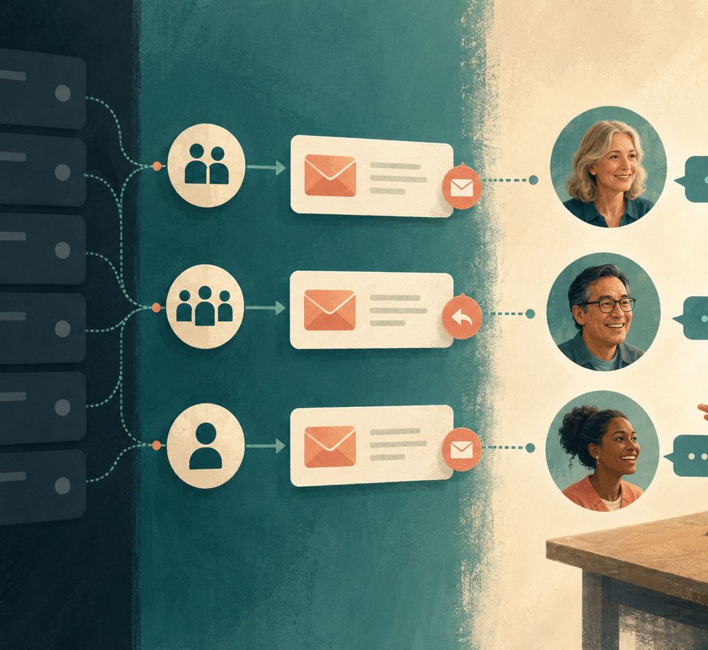 Dormant CRM contacts being segmented and reactivated through relevant outreach into real conversations